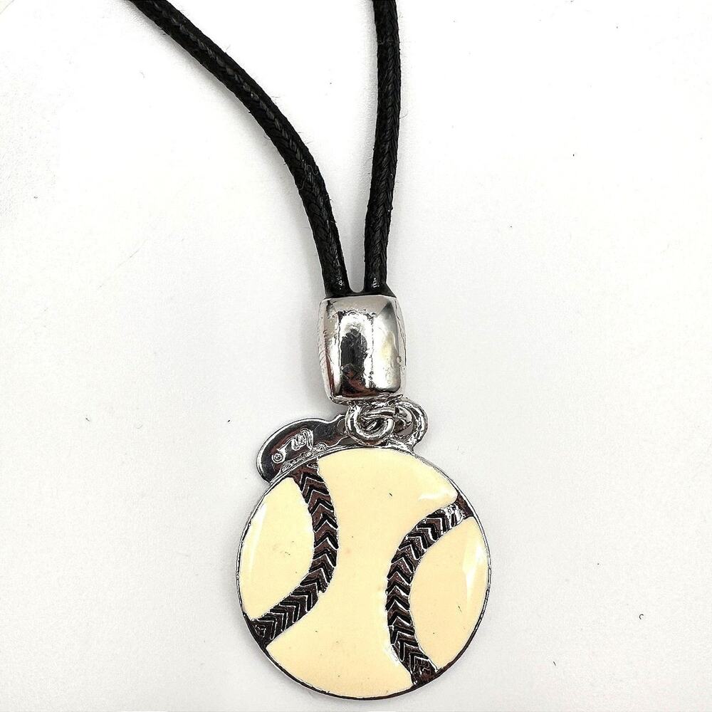 Cookie Lee Baseball Charm Bracelet Vintage 90s Unisex Silver Black Excellent